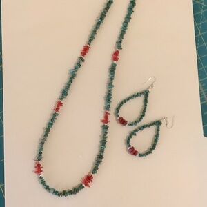 Navajo Beaded Turquoise and Coral Set